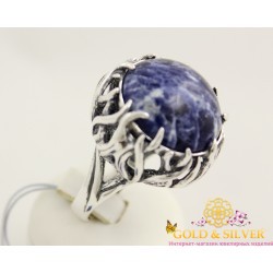 Серебряное кольцо 925 проба. Женское кольцо Бутон с вставкой содалит. 1265
